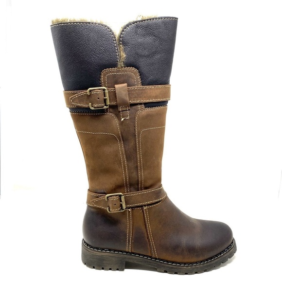 V-Italia - Alps 1072 - Brown tall leather shearling lined winter boots - Picture 1 of 9